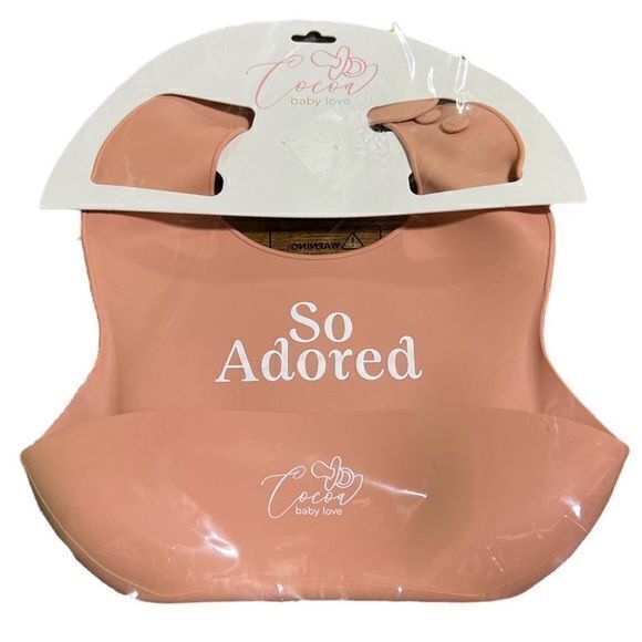 NWT Cocoa Baby Love “So Adored” Silicone Bib One Size - Picture 3 of 7